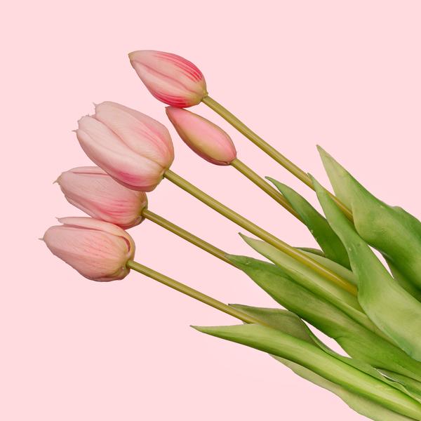 Vase Erdbeermädchen + Kunst Tulpen Pink 10 Stück