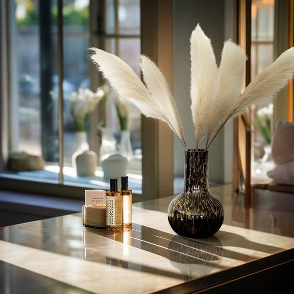 Künstliche Blumen - Blumenstrauß - Solo - Creme - Pampas-Federn - 115cm - 6 Stück