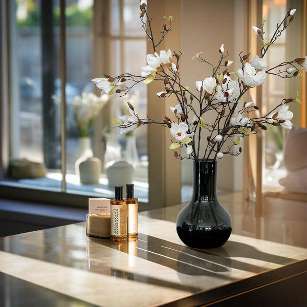 Künstliche Blumen - Blumenstrauß - Solo - Creme - Magnolienzweige - 105cm - 4 Stück