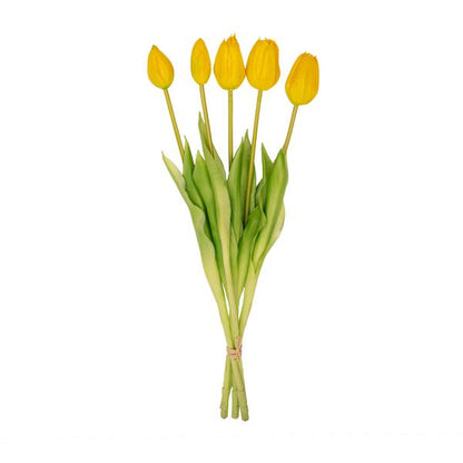 Gelber Tulpenstrauß – 5 Stück - Kunsttulpen - 42 cm