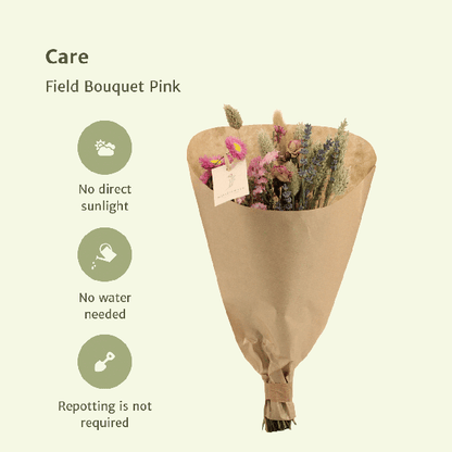 Trockenblumen - Feldblumenstrauß - Rosa - Ø15cm - ↕35cm