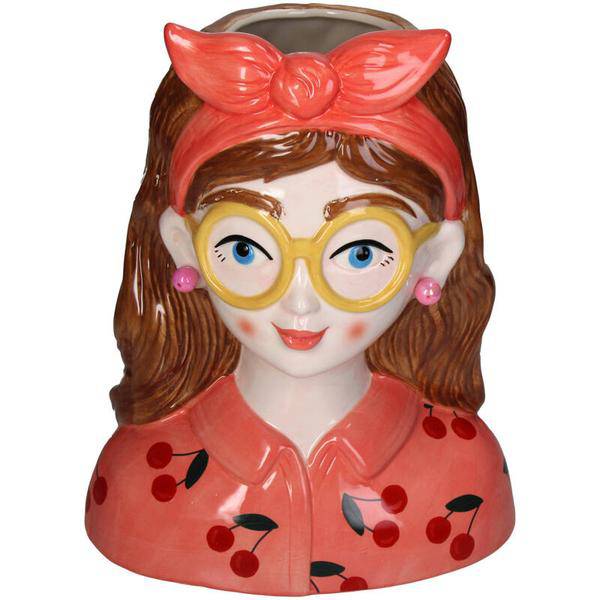 Vase Fashion Lady 'Jessie' 27 cm - Mit Brille und Haarband - Oasis of Life