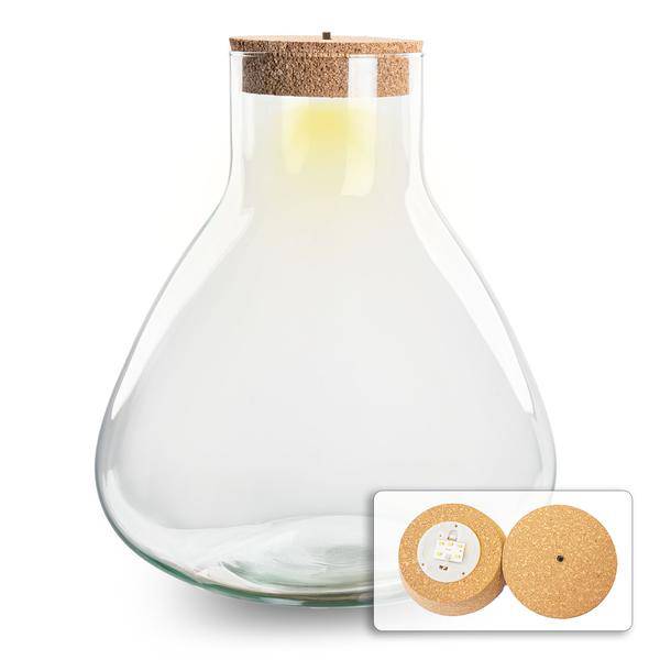 Terrarienflasche - Erlenmeyerkolben XL mit Korkenbeleuchtung - 32 cm hoch - Oasis of Life
