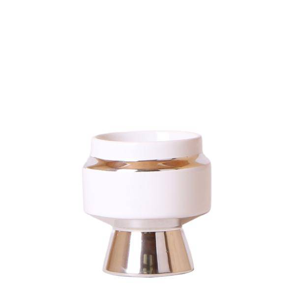 Le Chic Blumentopf - Weißer dekorativer Keramiktopf mit silbernen Details - Ø6cm - Oasis of Life