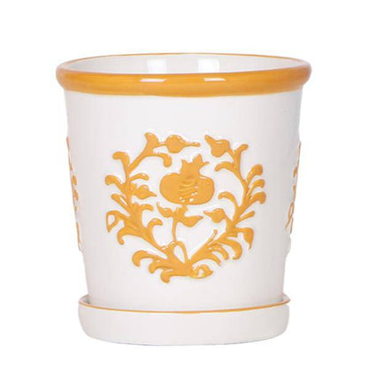 Malaga Blumentopf Orange Ø9cm – Dekorativer Keramiktopf in sommerlichem Design – Pflanzentopf für Zimmerpflanzen & Kräuter – Stilvolle Blumendeko für Wohnzimmer, Küche & Büro 