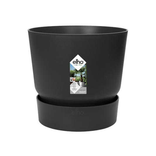 Topf Greenville Rund Schwarz – Ø14cm x H13cm – Moderner Pflanzkübel aus robustem Kunststoff – Blumentopf für Innen- und Außenbereich 