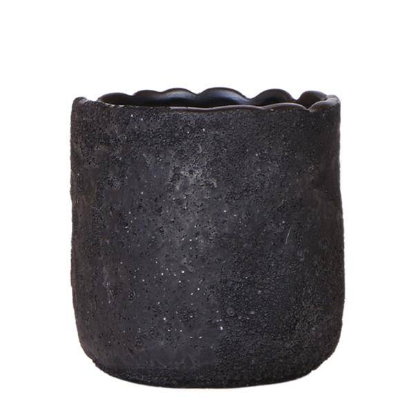 Moon Dekotopf Schwarz Ø9cm – Blumentopf mit rauer Mondoberfläche – moderner Pflanzentopf für Zimmerpflanzen – Industrie & Loft Dekoration 