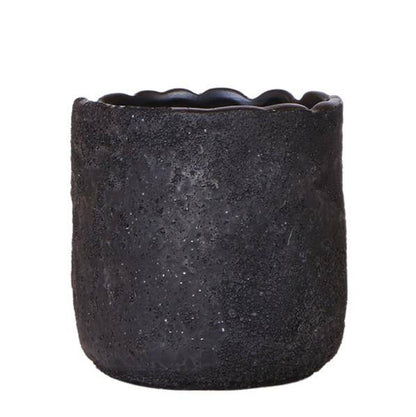 Moon Dekotopf Schwarz Ø9cm – Blumentopf mit rauer Mondoberfläche – moderner Pflanzentopf für Zimmerpflanzen – Industrie & Loft Dekoration 