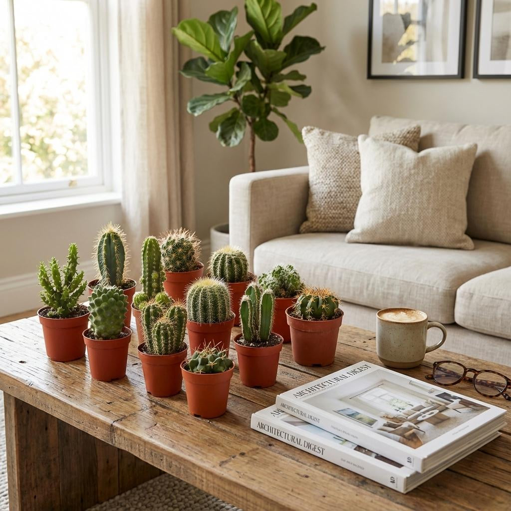 Mini Kaktus Set – 9 Kakteen – Ø5,5cm – Höhe 5–10cm – Pflegeleichte Zimmerpflanzen – Kleine Kakteen für Fensterbank Büro & Wohnraum 